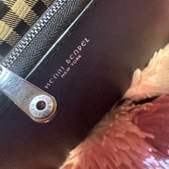 Henri Bendel Crossbody Wallet on a String Clutch Gingham Pebble Leather Rare - Picture 6 of 14